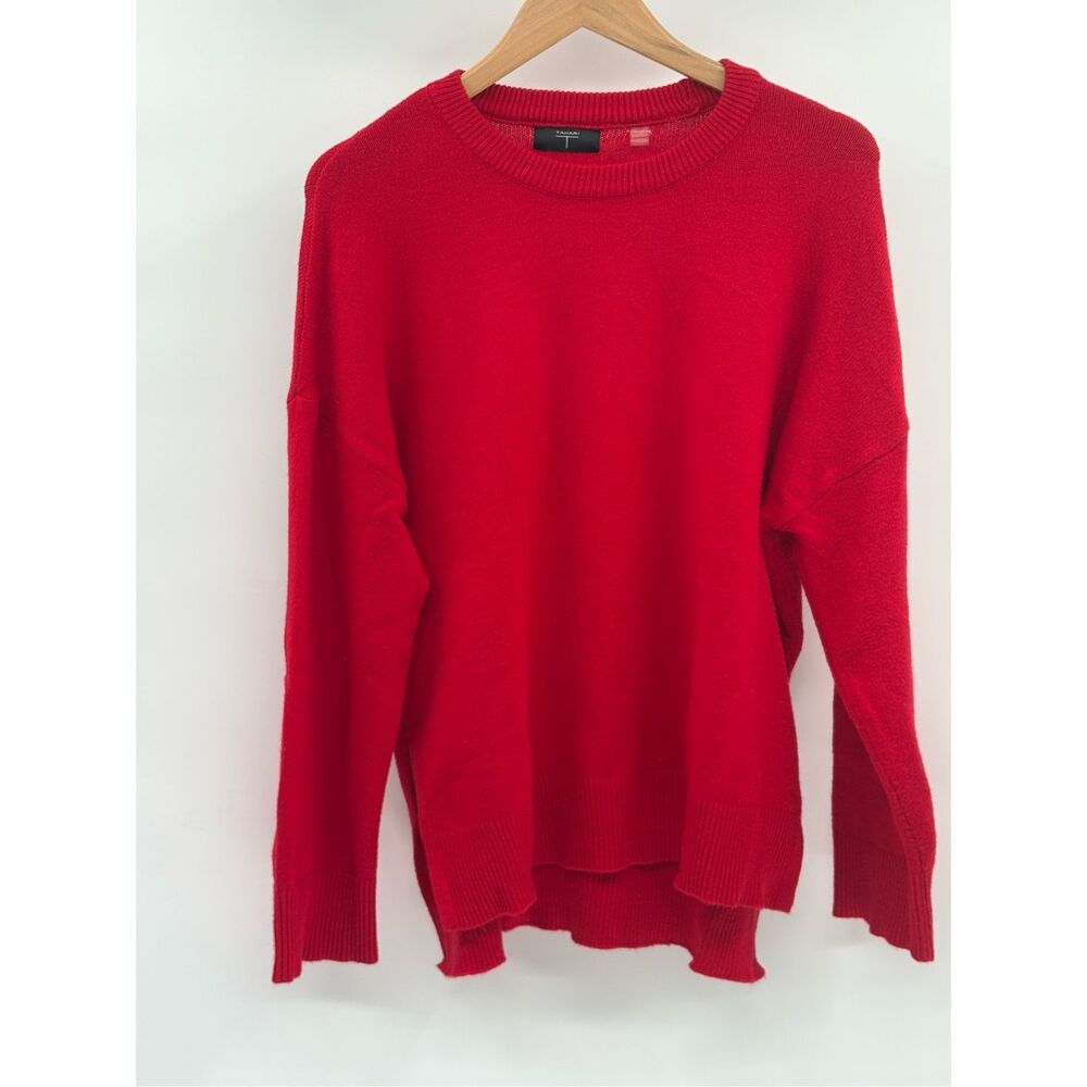 Tahari Women's Sweater Size Large Red Pullover Long Sleeve Holiday‎